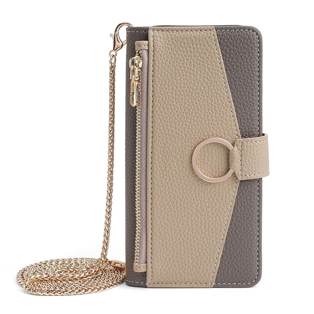 PU Leather Flip Wallet Phone Case with Card Slots Kickstand and Lanyard Strap