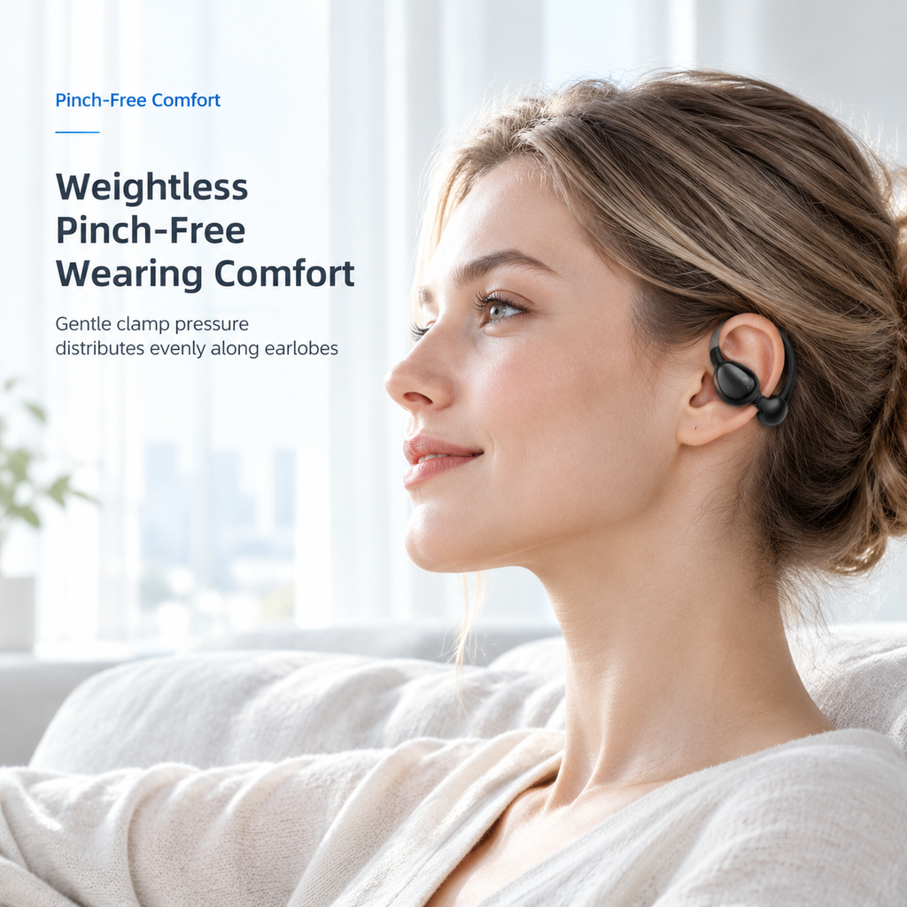 Open Ear Clip On Wireless Bluetooth Earbuds for Sports