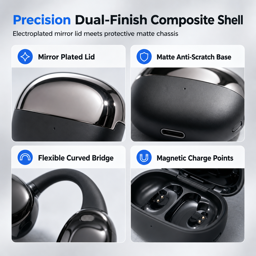 Open Ear Clip On Wireless Bluetooth Earbuds for Sports
