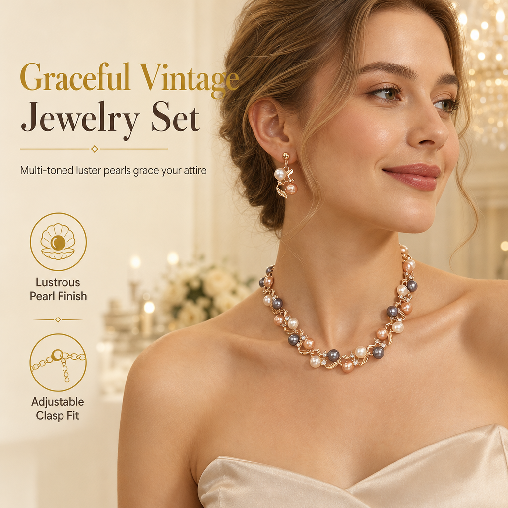 📢📢 50% OFF🌸Vintage Floral Jewelry Set – 2-Piece Leaf & Flower Bridal Accessories for Women