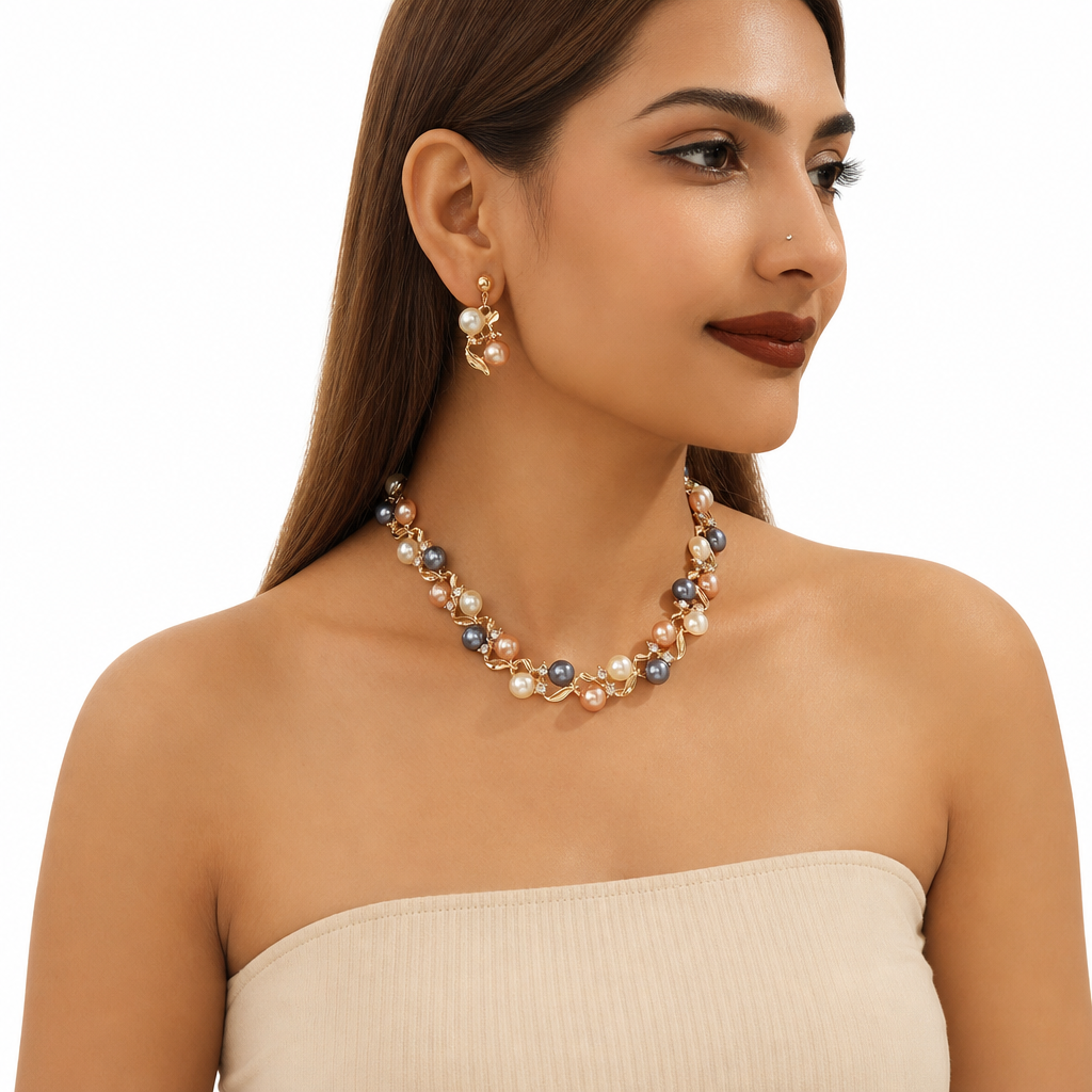 📢📢 50% OFF🌸Vintage Floral Jewelry Set – 2-Piece Leaf & Flower Bridal Accessories for Women