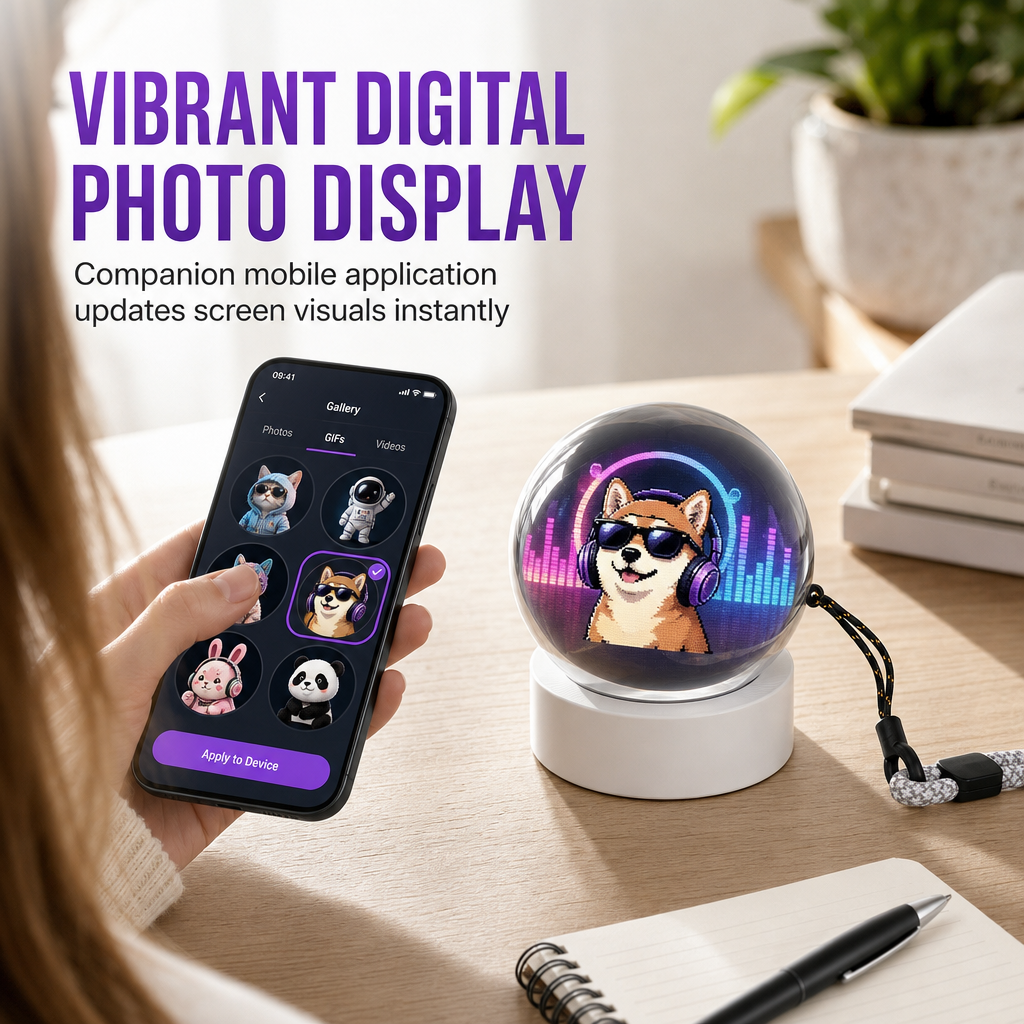 📢📢50% OFF !! ⏰ Careluxpro Transparent Crystal Ball Bluetooth Speaker with Digital Screen for Video and GIF Playback