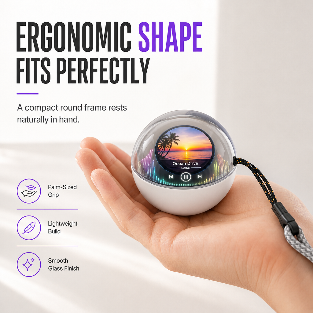 📢📢50% OFF !! ⏰ Careluxpro Transparent Crystal Ball Bluetooth Speaker with Digital Screen for Video and GIF Playback