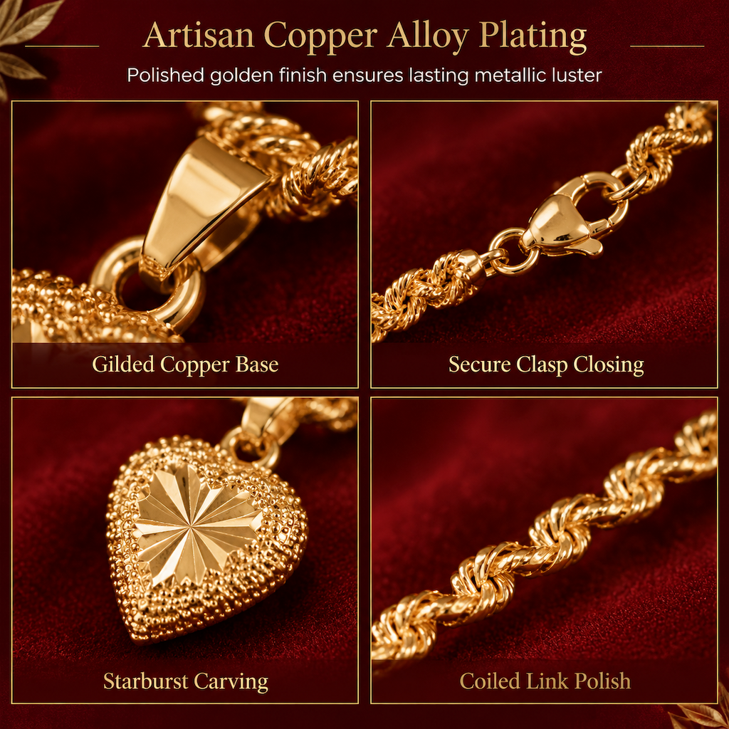 🌸 50% OFF NOW! 🌸Retro Heart Shaped for Women Copper Alloy Imitation Gold Clavicle Chain Jewelry