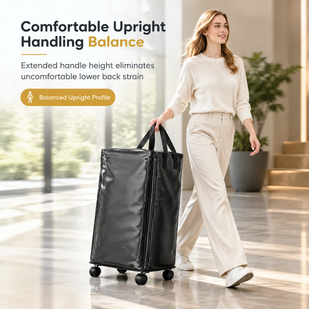 Large Capacity Waterproof Foldable Moving Bag with Wheels Heavy Duty Rolling Storage Tote for College Dorm and Household Organization