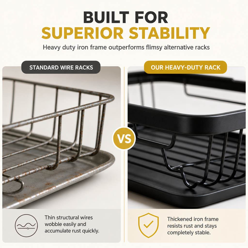 1 Tier Kitchen Dish Drying Rack Countertop Dish Drainer and Storage Organizer Basket for Bowls and Plates