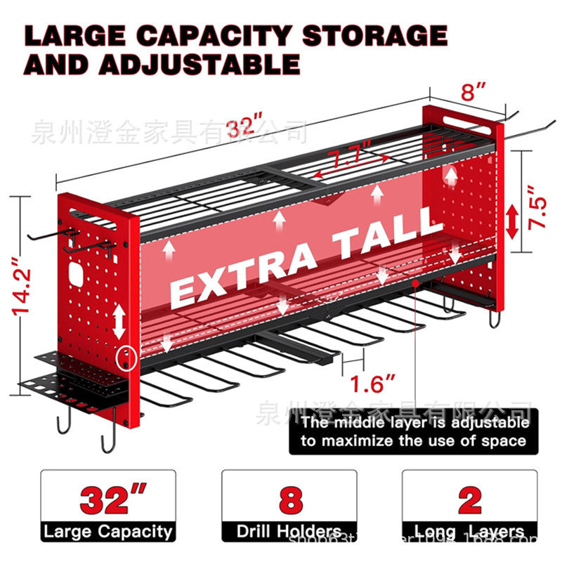 📢📢50% OFF !! ⏰Wall Mounted Heavy Duty Iron Power Tool Organizer and Garage Drill Storage Rack