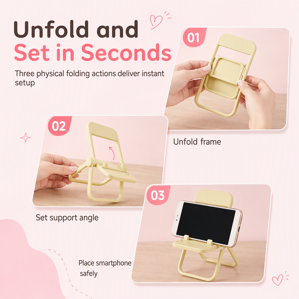 Cute Chair Shaped Cell Phone Stand Creative Desktop Holder and Decorative Ornament for Dormitory