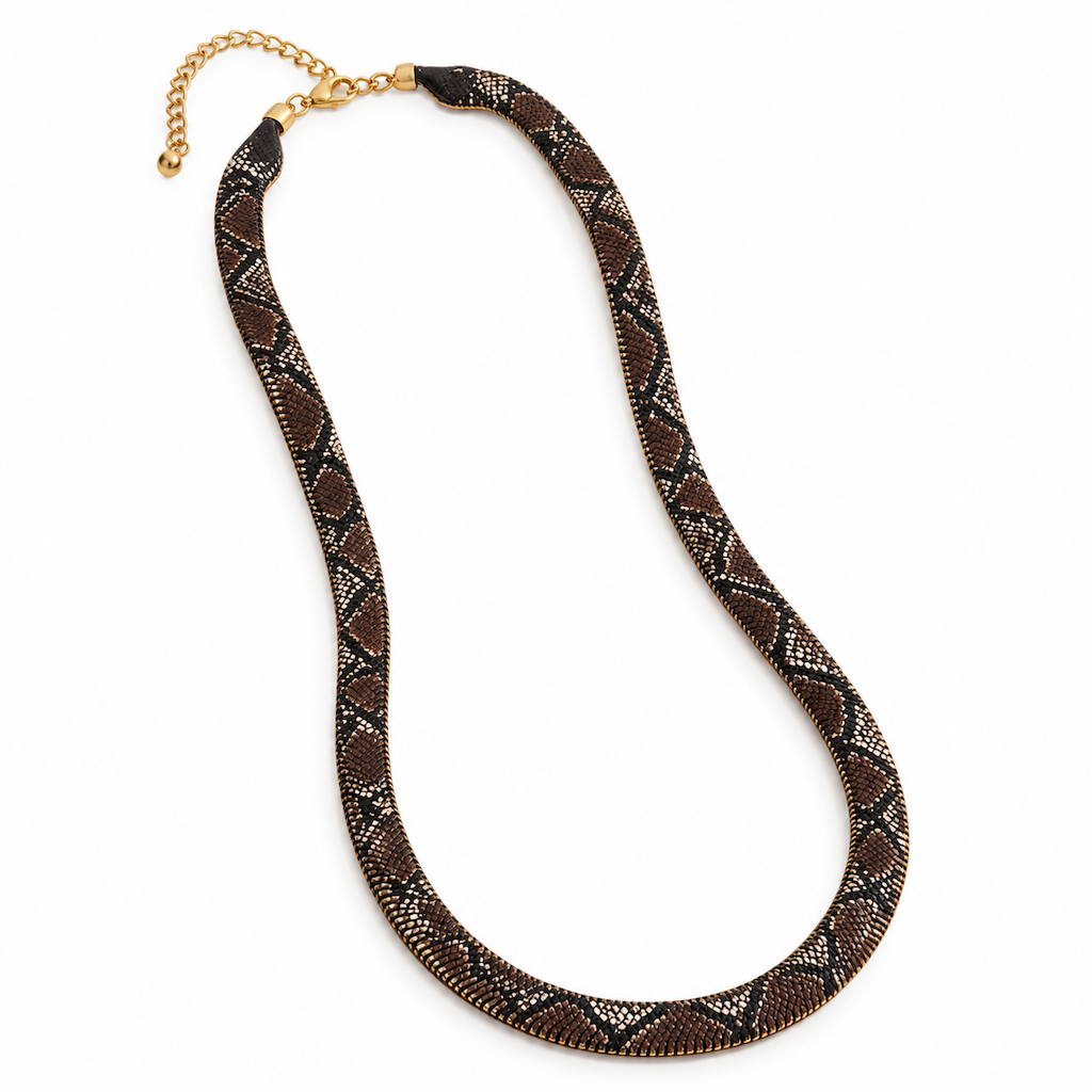 🐍✨Vintage Snake Pattern Geometric Link Bold Statement Clavicle Chain Jewelry