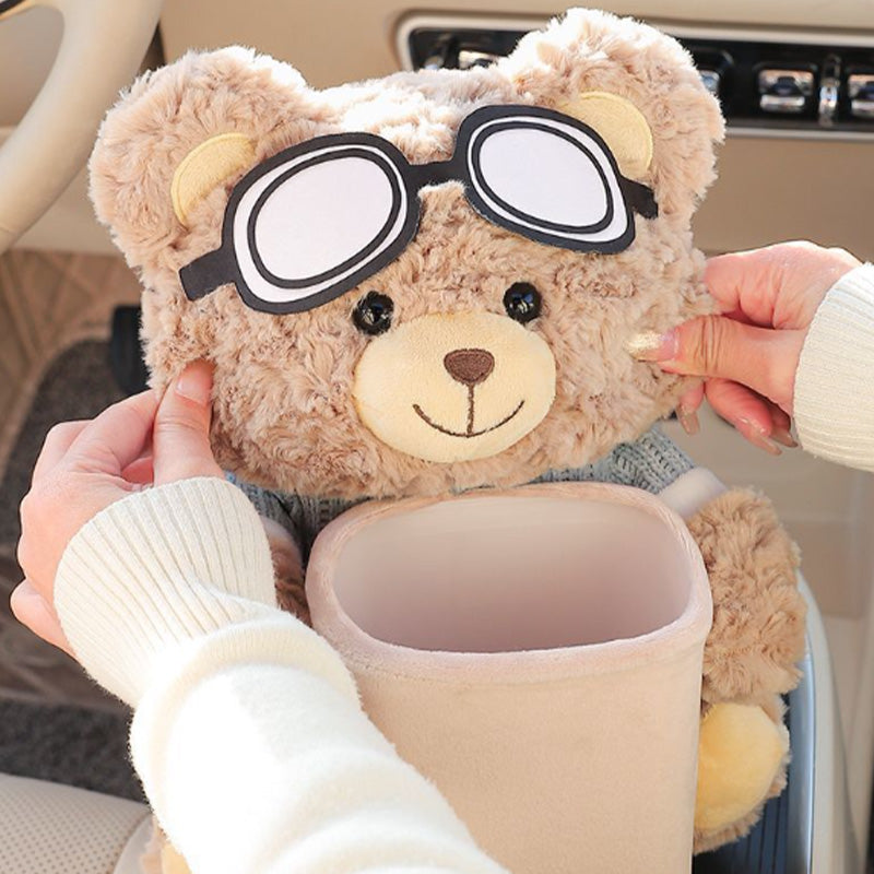 📢📢50% OFF !! ⏰Cute Bear Plush Car Tissue Holder & Storage Bin