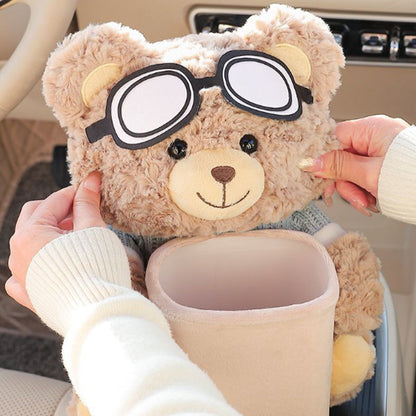 📢📢50% OFF !! ⏰Cute Bear Plush Car Tissue Holder & Storage Bin