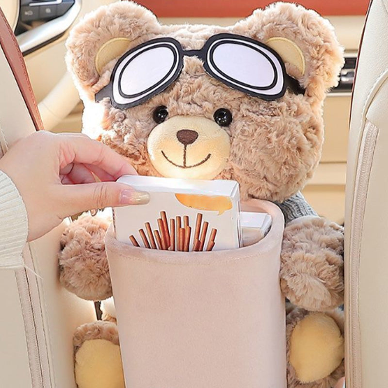 📢📢50% OFF !! ⏰Cute Bear Plush Car Tissue Holder & Storage Bin