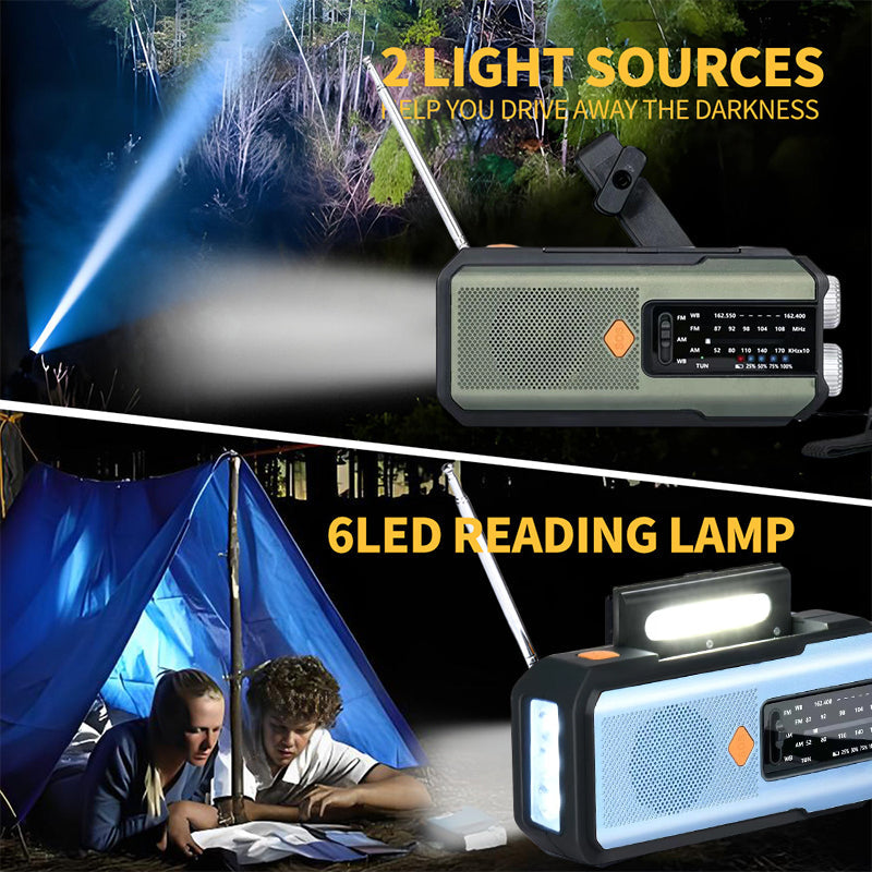 📻 Solar & Hand-Crank Emergency Radio | LED Light & USB Backup Power