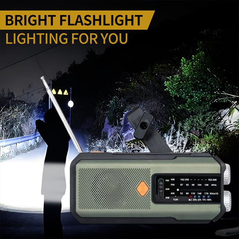 📻 Solar & Hand-Crank Emergency Radio | LED Light & USB Backup Power