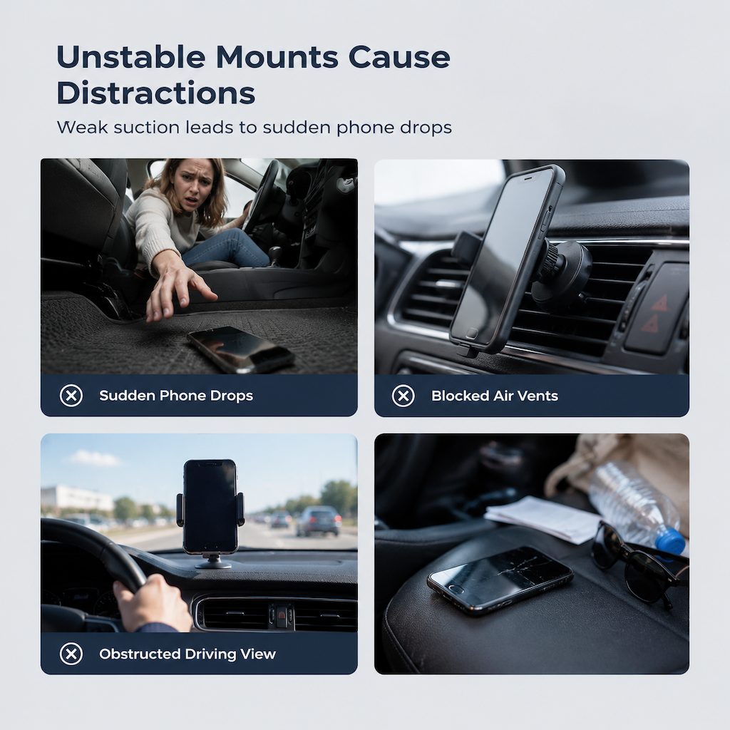 Multifunctional 3 in 1 Magnetic Phone Stand with Suction Cup and Carabiner Foldable Rotatable Mobile Phone Holder