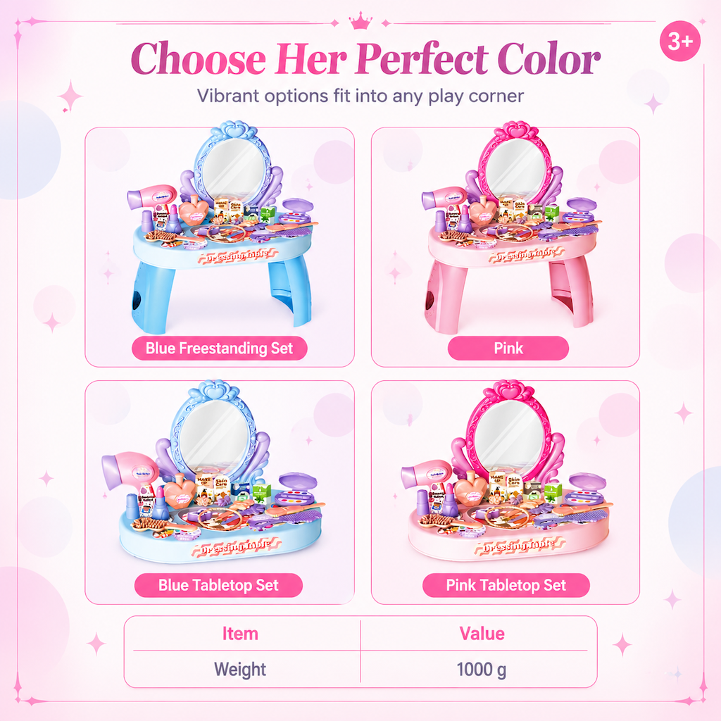 👸 LIMITED-TIME 50% OFF! ✨ Kids Pretend Play Makeup Vanity Table Toy – Safe, Sturdy, Rich Accessories 🎀