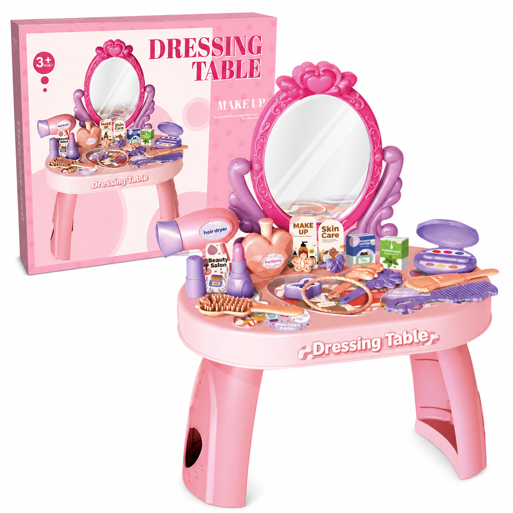 👸 LIMITED-TIME 50% OFF! ✨ Kids Pretend Play Makeup Vanity Table Toy – Safe, Sturdy, Rich Accessories 🎀