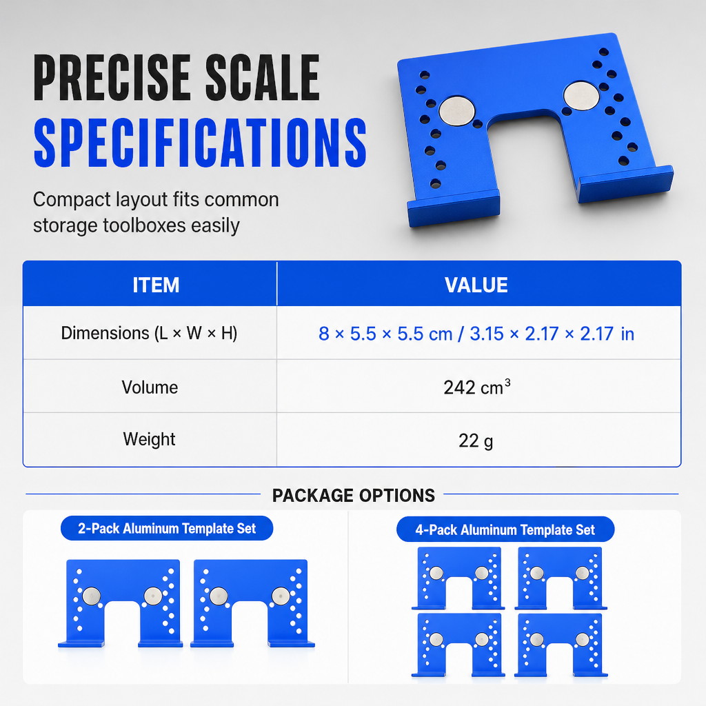 📢📢50% OFF !! ⏰Aluminum Alloy Magnetic Hinge Installation Template and Quick Positioning Fixing Plate Tool