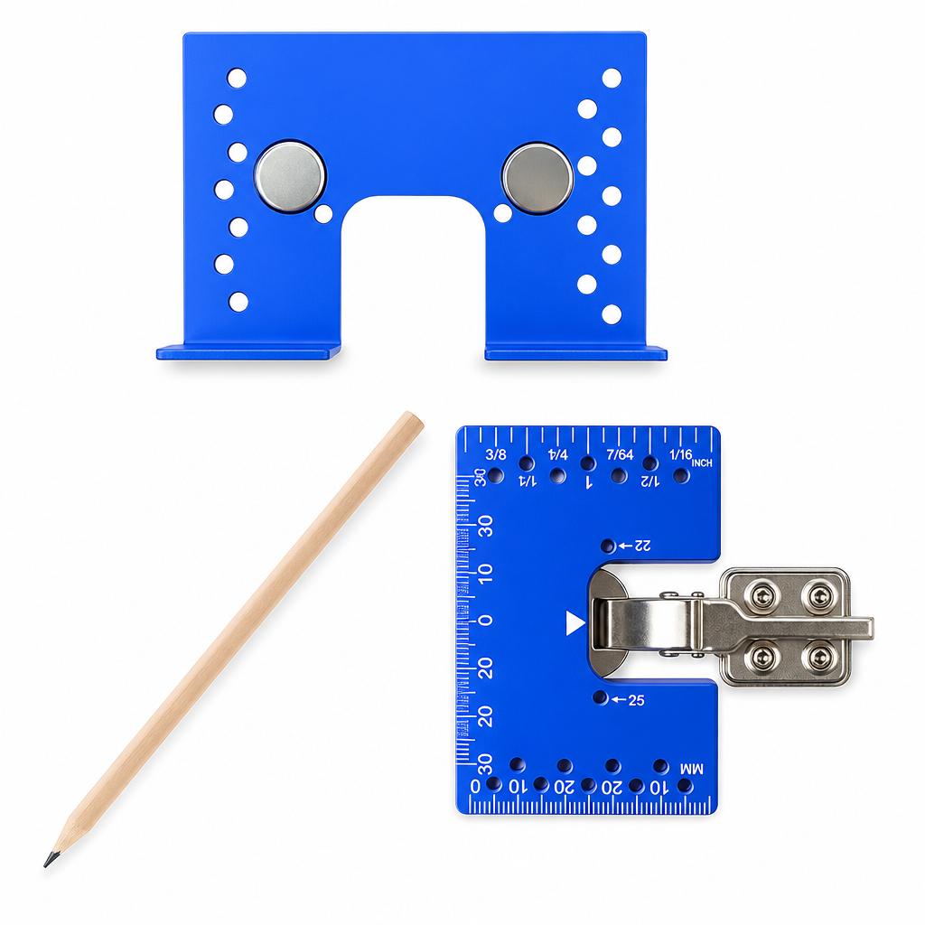 📢📢50% OFF !! ⏰Aluminum Alloy Magnetic Hinge Installation Template and Quick Positioning Fixing Plate Tool