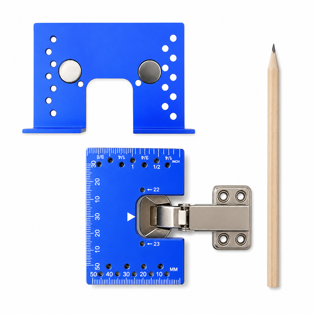 📢📢50% OFF !! ⏰Aluminum Alloy Magnetic Hinge Installation Template and Quick Positioning Fixing Plate Tool