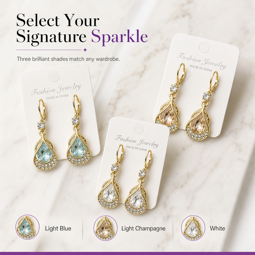📢📢 50% OFF🌈Elegant Rhinestone Water Drop Dangle Earrings