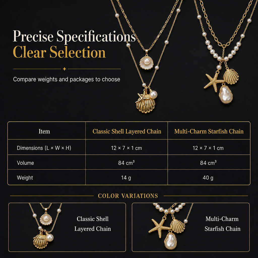 📢📢 50% OFF🐚 Layered Starfish & Shell Necklace – Pearl Accents & Coastal Charm for Beach Days and Everyday Style