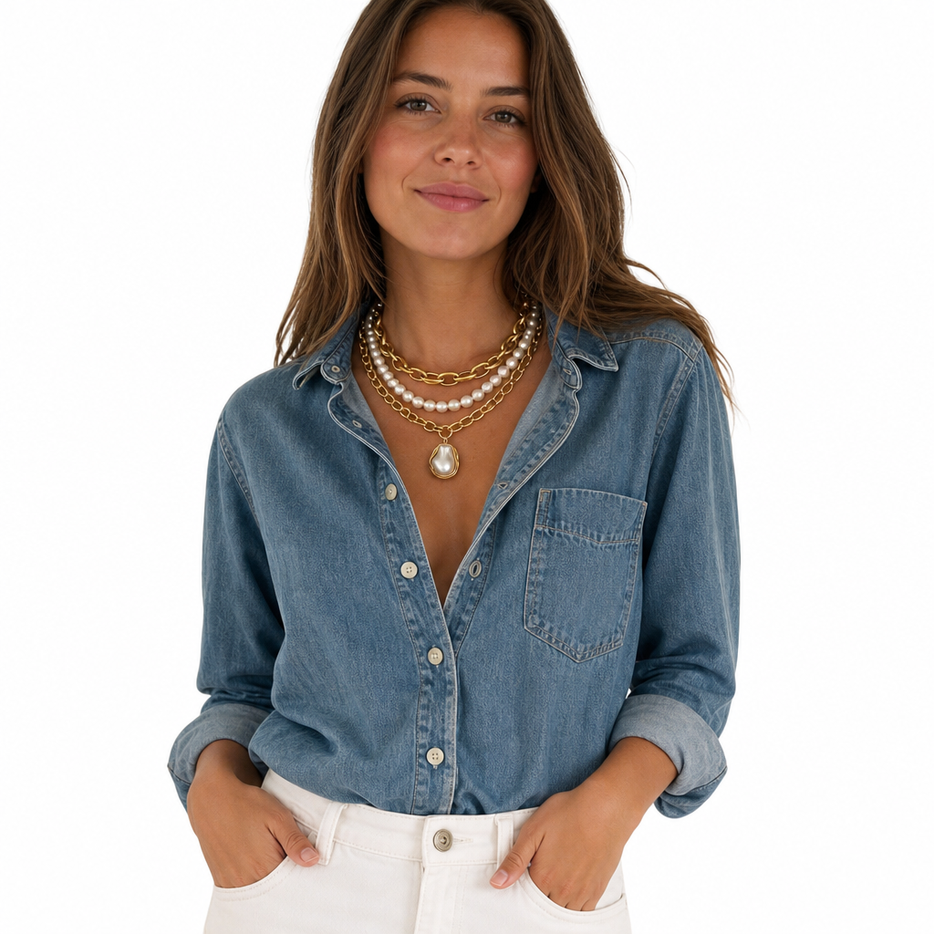 📢📢 50% OFF🐚 Layered Starfish & Shell Necklace – Pearl Accents & Coastal Charm for Beach Days and Everyday Style