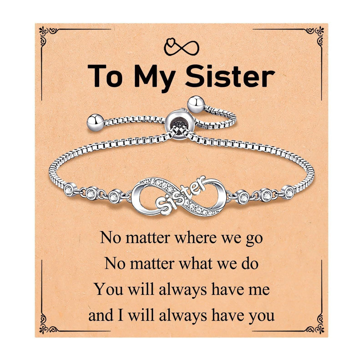 Adjustable Infinity Symbol for Women with Message Card