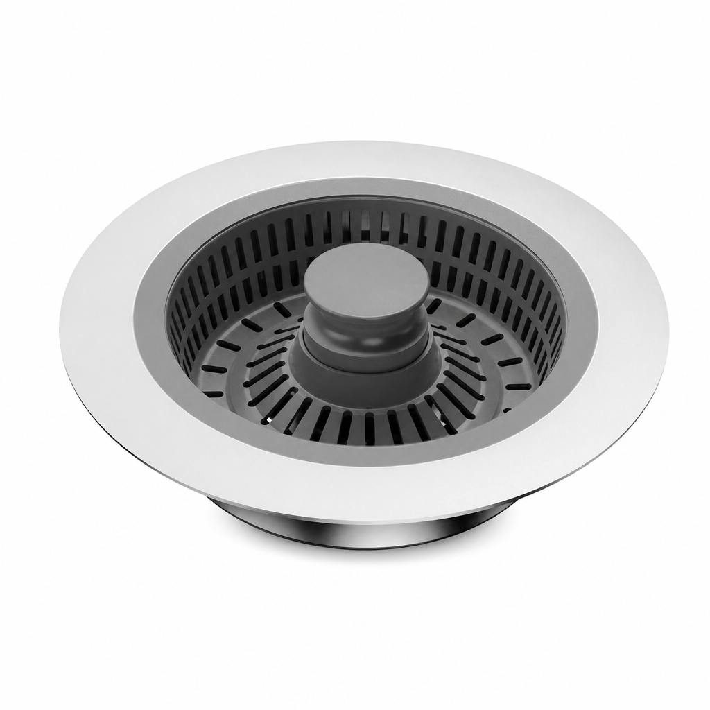Kitchen Sink -Up Drain Stopper with Stainless Steel Body and ABS Strainer Basket Filter Plug