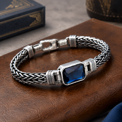 📢📢 50% OFF💎Vintage Sterling Silver Meander Bracelet – Handmade Braided Unisex Hip-Hop Jewelry