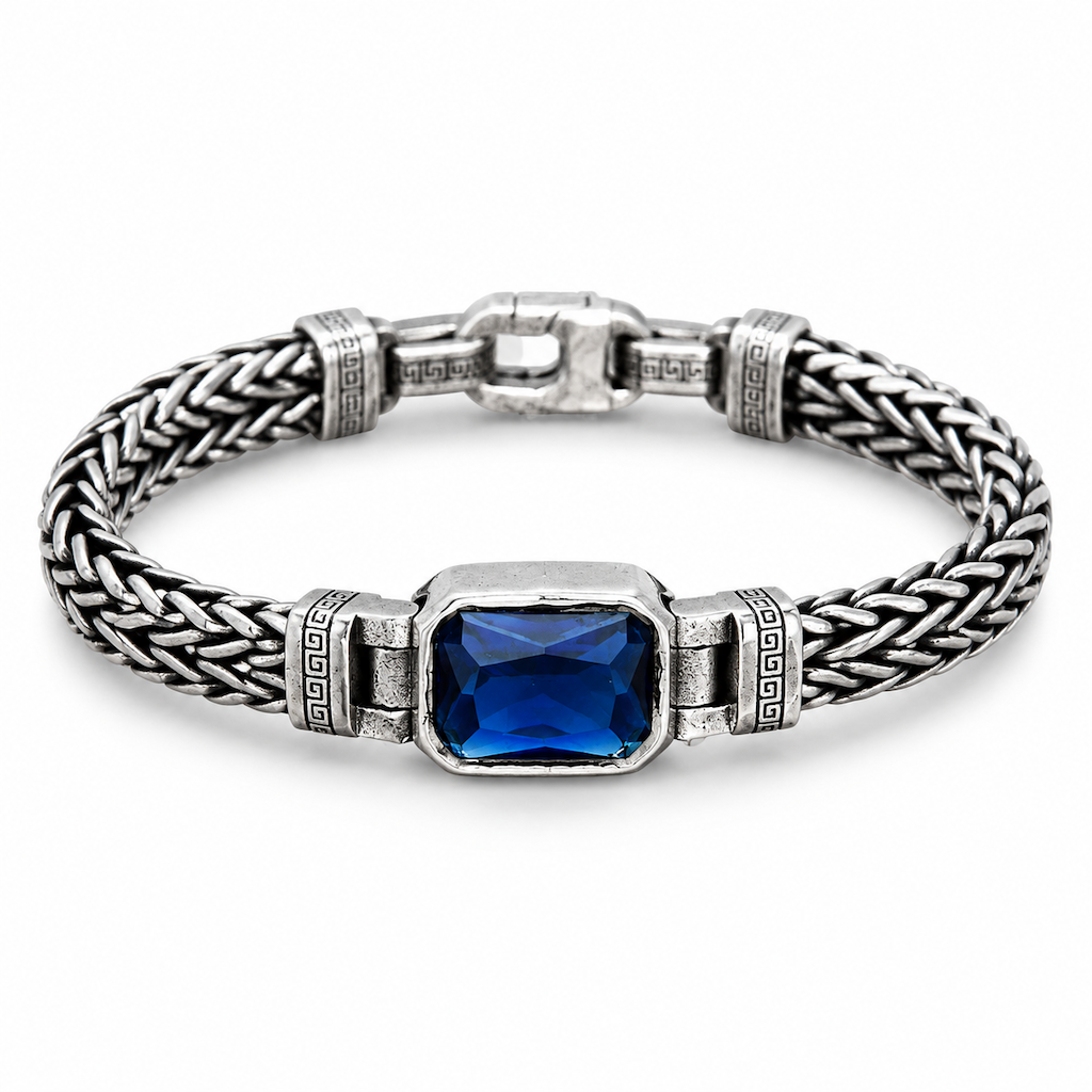 📢📢 50% OFF💎Vintage Sterling Silver Meander Bracelet – Handmade Braided Unisex Hip-Hop Jewelry