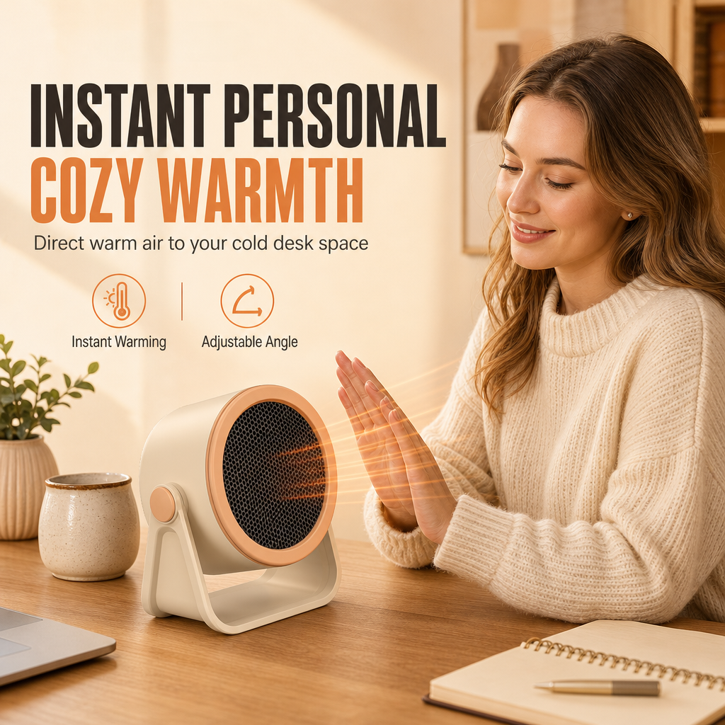 Portable Mini Radiator and Desktop Warm Air Fan for Home and Office