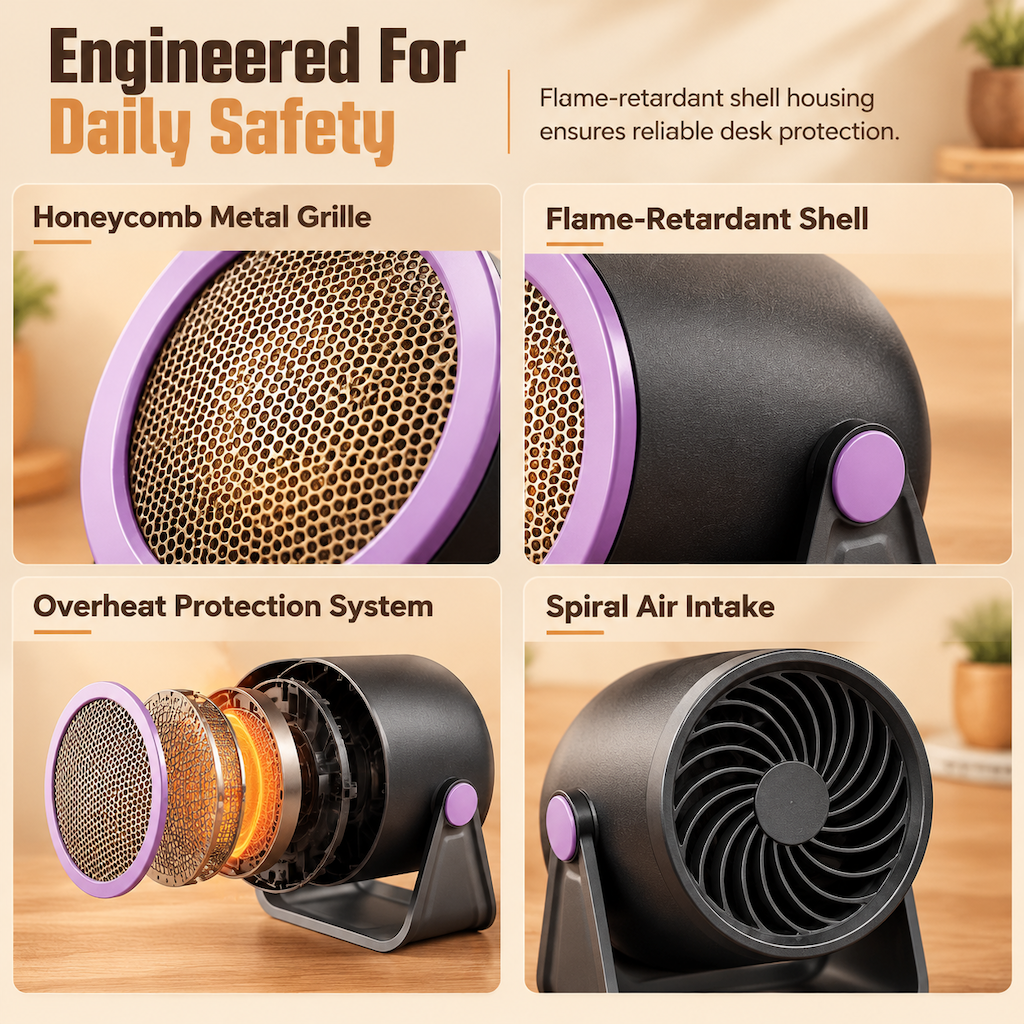 Portable Mini Radiator and Desktop Warm Air Fan for Home and Office
