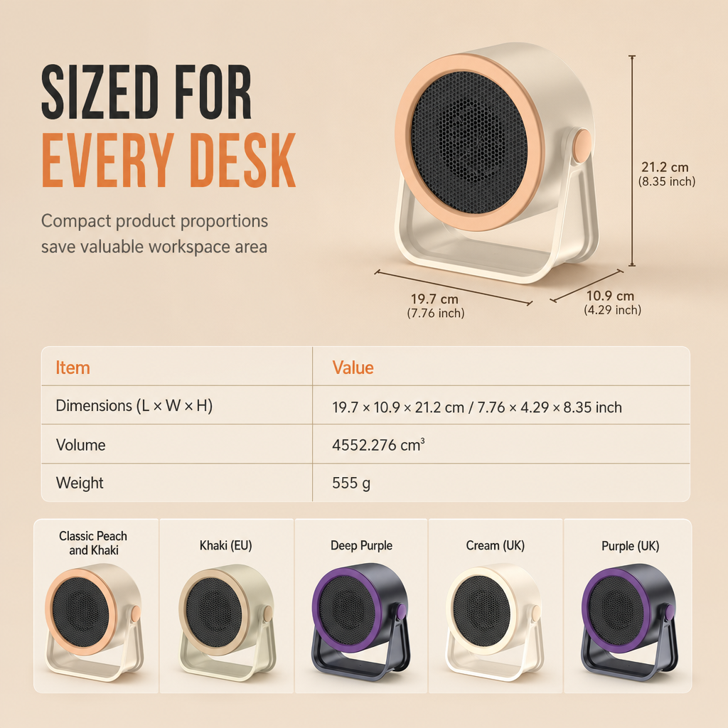 Portable Mini Radiator and Desktop Warm Air Fan for Home and Office