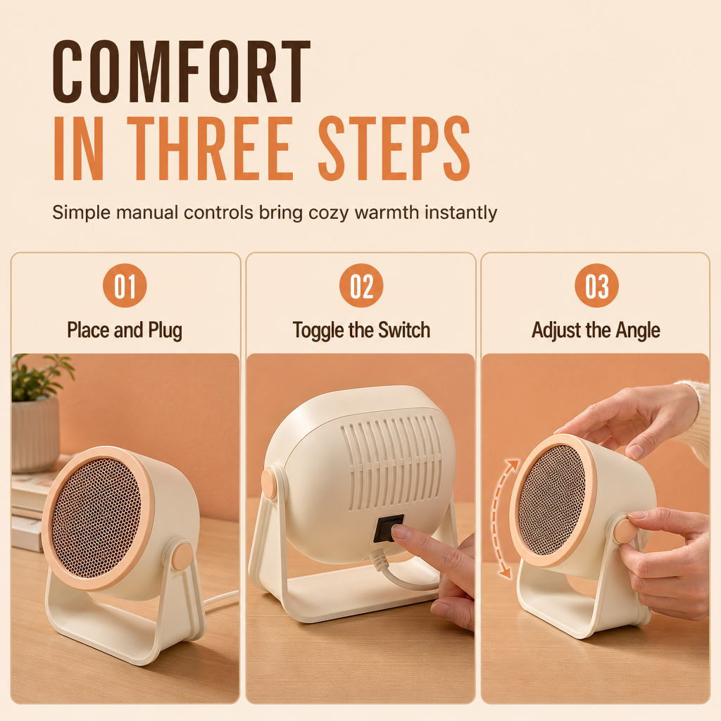 Portable Mini Radiator and Desktop Warm Air Fan for Home and Office