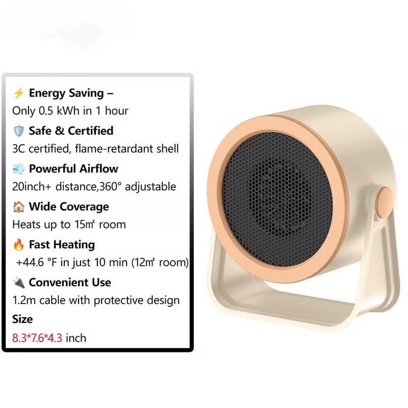 Portable Mini Radiator and Desktop Warm Air Fan for Home and Office