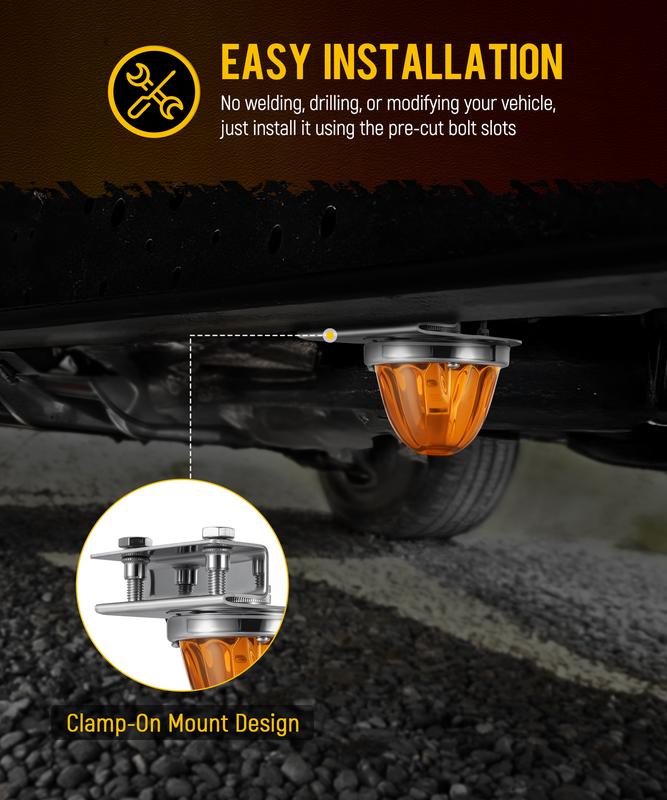 📢📢50% OFF !! ⏰Universal 304 Stainless Steel L-Shaped Watermelon LED Light Brackets for Truck Underglow Chassis Lights 2-Pack