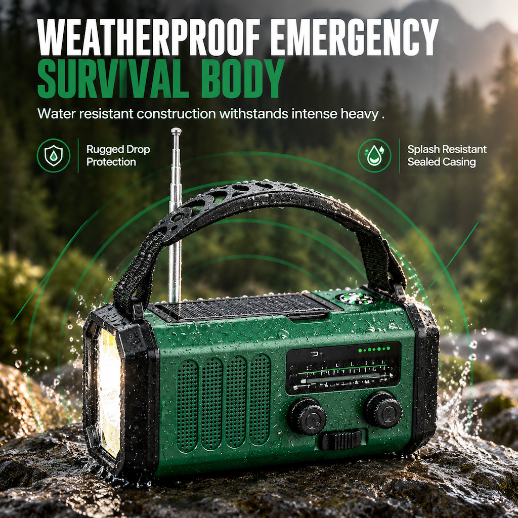 📻🌩️Portable Solar and Hand Crank Rechargeable Radio🔦