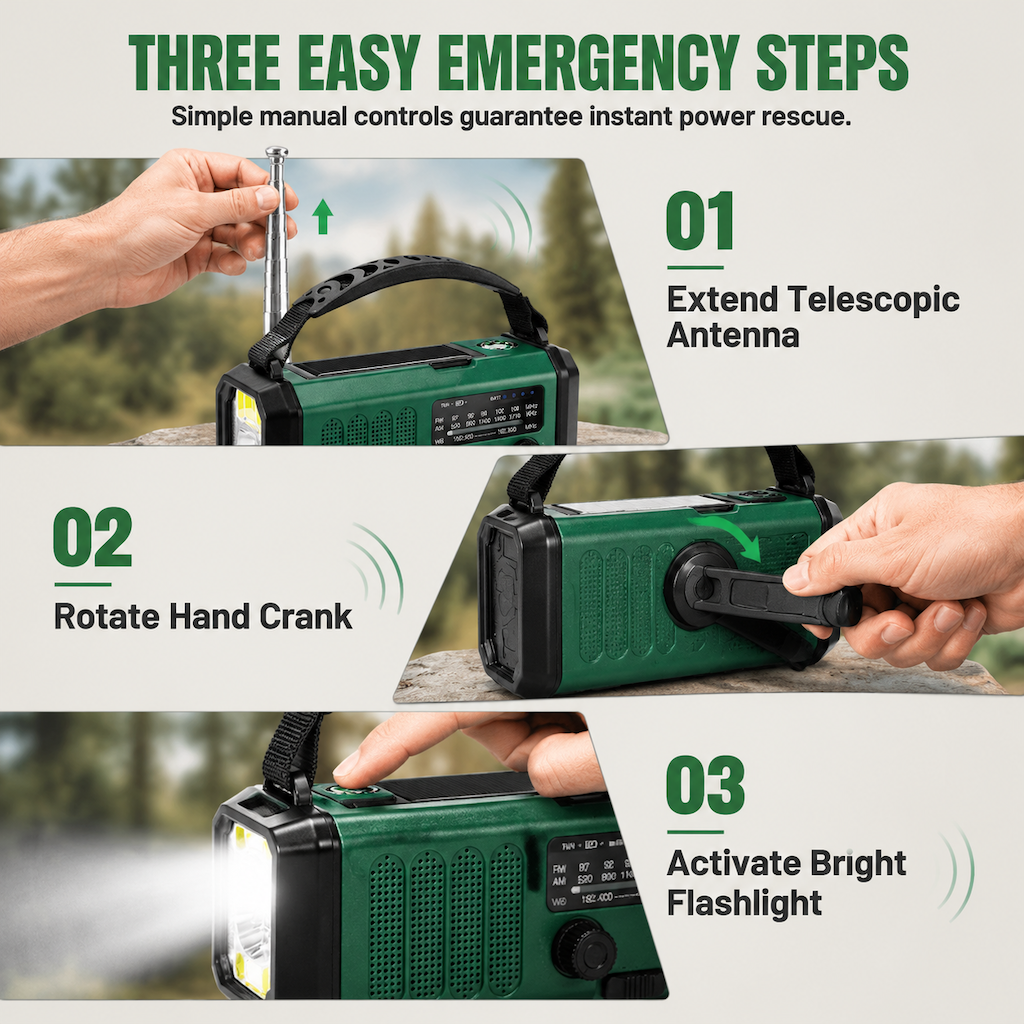📻🌩️Portable Solar and Hand Crank Rechargeable Radio🔦