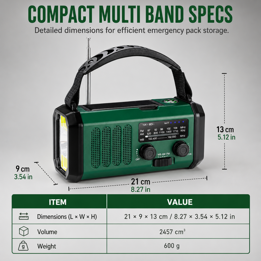 📻🌩️Portable Solar and Hand Crank Rechargeable Radio🔦