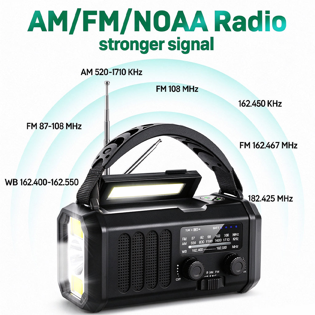 📻🌩️Portable Solar and Hand Crank Rechargeable Radio🔦