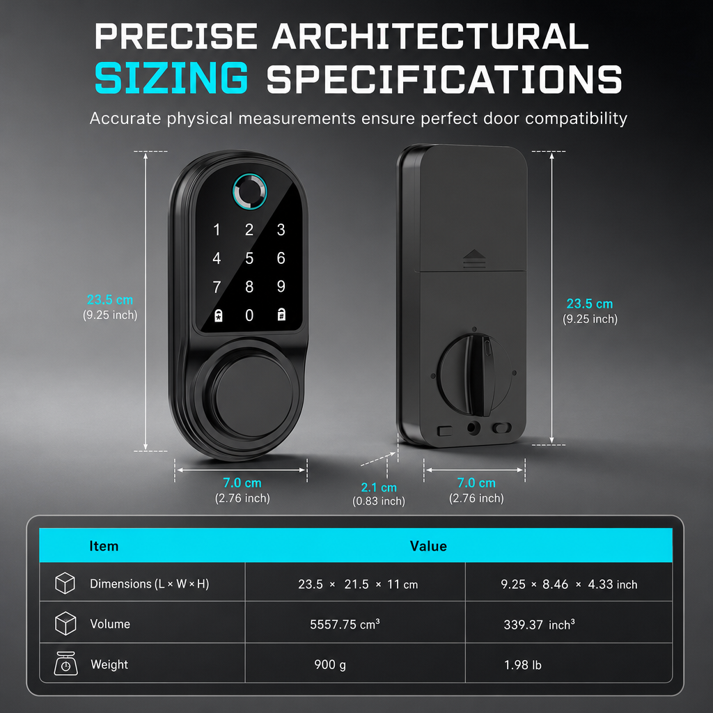 Smart Fingerprint Deadbolt Door Lock with Bluetooth Keyless Entry