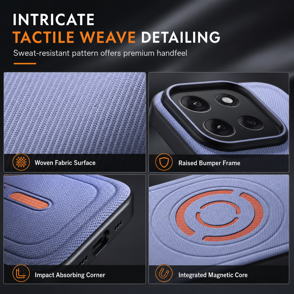 📢📢 50% OFF🧲 Magnetic Woven Phone Case – Textured Grip & Shock-Absorbing Protection for Everyday Use