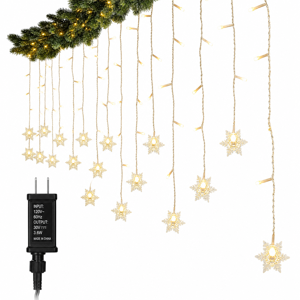 ❄️ 50% OFF! ✨ LED Snowflake Curtain Lights – Waterproof & festive décor ✨