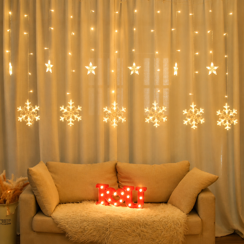 ❄️ 50% OFF! ✨ LED Snowflake Curtain Lights – Waterproof & festive décor ✨