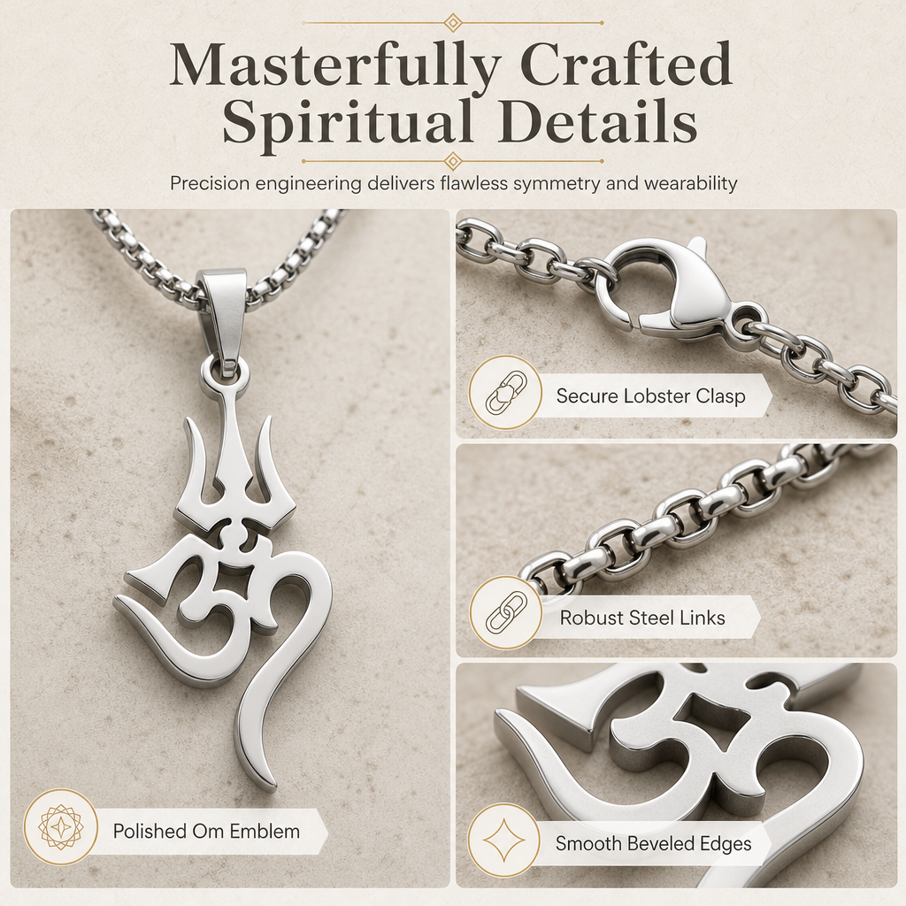 🔥50% OFF!!📢🔱 Stainless Steel Shiva Trishula Om Symbol Amulet – A Meaningful Hindu-Inspired Jewellery Piece for Everyday Wear & Gifting ✨