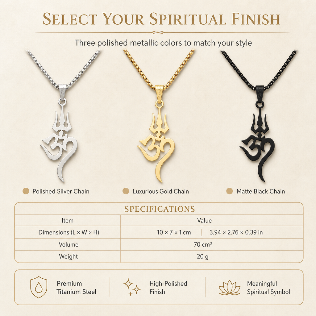 🔥50% OFF!!📢🔱 Stainless Steel Shiva Trishula Om Symbol Amulet – A Meaningful Hindu-Inspired Jewellery Piece for Everyday Wear & Gifting ✨