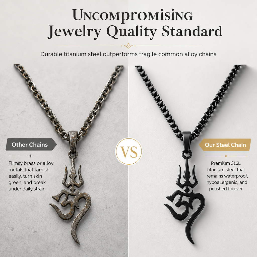 🔥50% OFF!!📢🔱 Stainless Steel Shiva Trishula Om Symbol Amulet – A Meaningful Hindu-Inspired Jewellery Piece for Everyday Wear & Gifting ✨