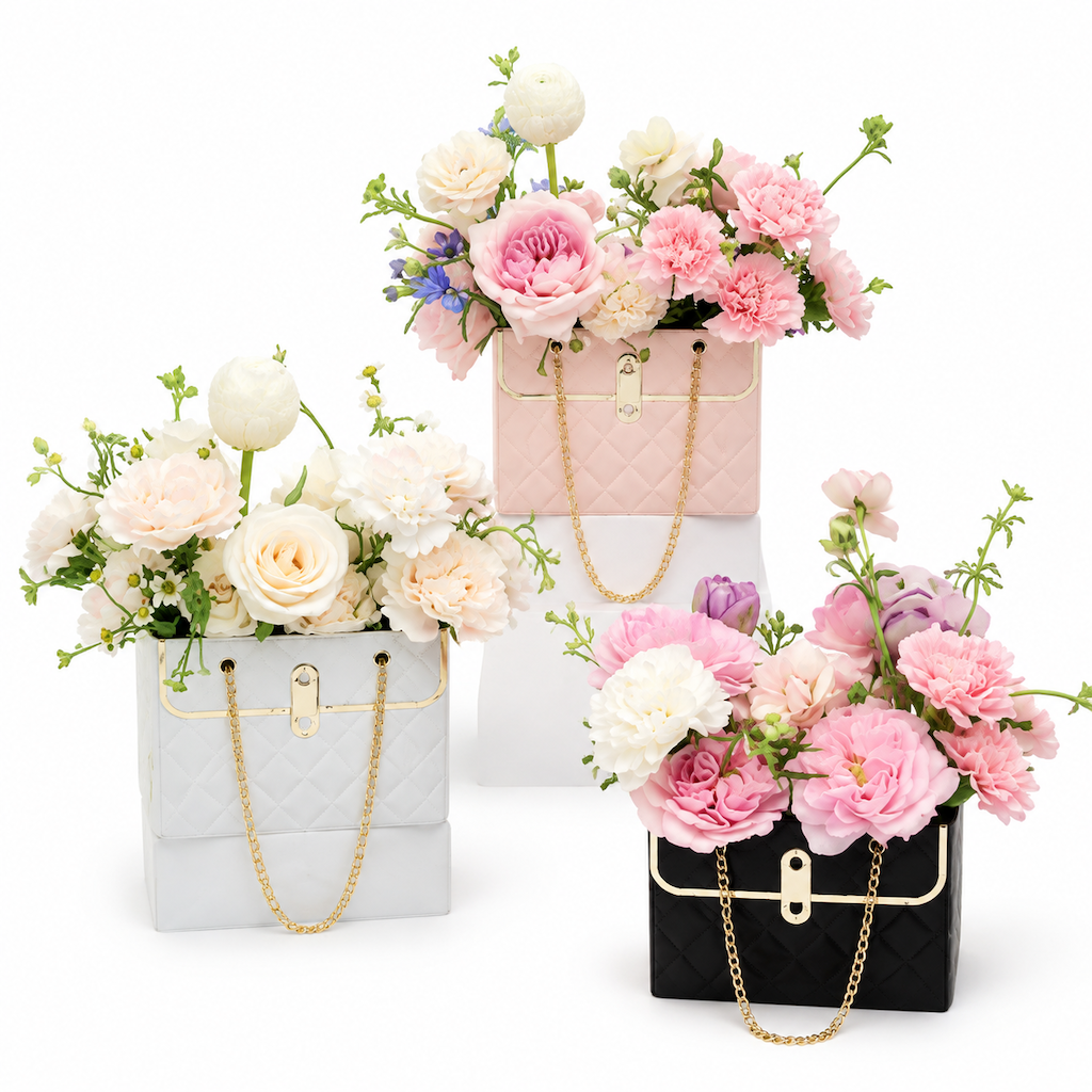 💐 LIMITED-TIME 50% OFF! ✨ Embossed Bouquet Gift Bag – Sturdy Cardboard, Chain Handle, Elegant Packaging 🎁