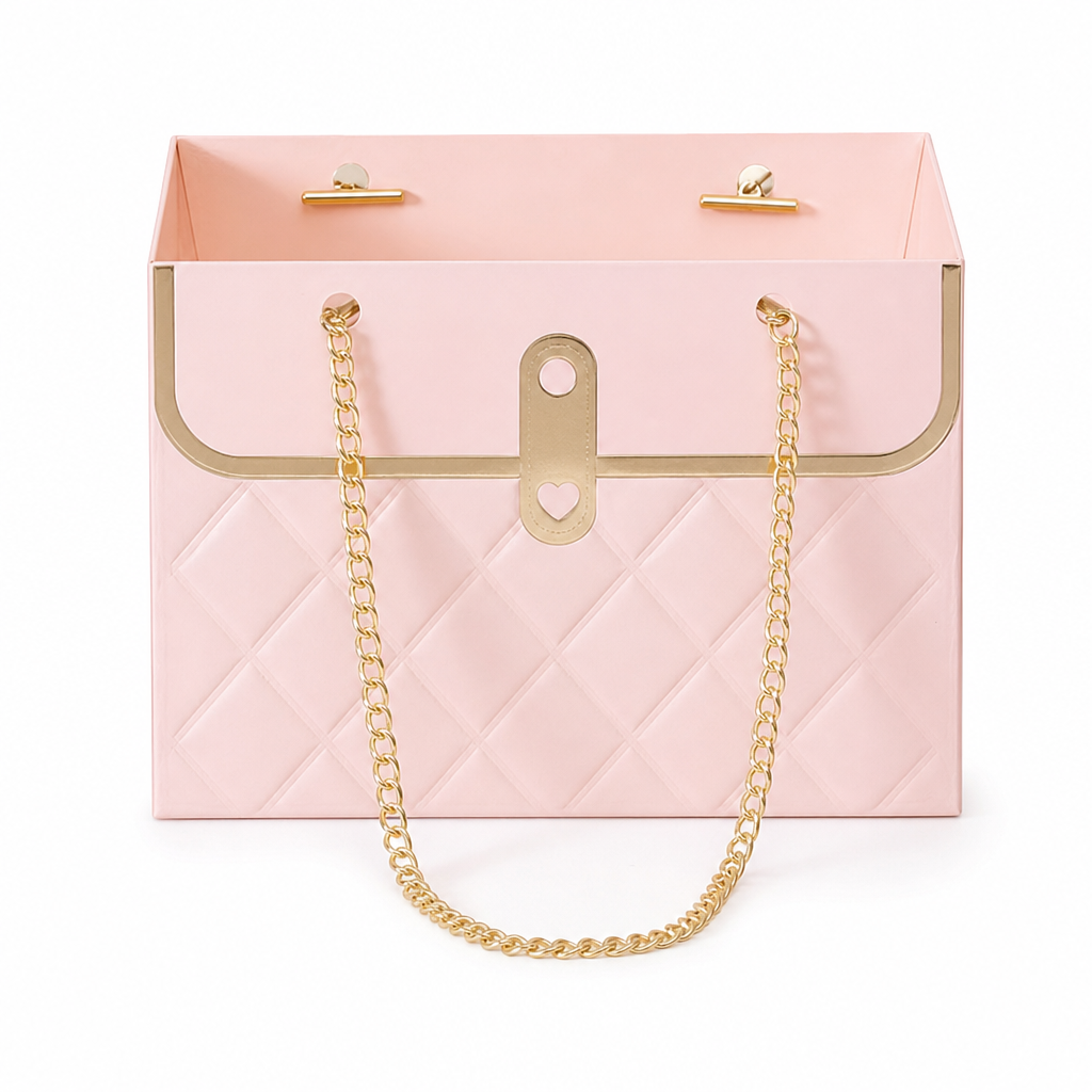 💐 LIMITED-TIME 50% OFF! ✨ Embossed Bouquet Gift Bag – Sturdy Cardboard, Chain Handle, Elegant Packaging 🎁